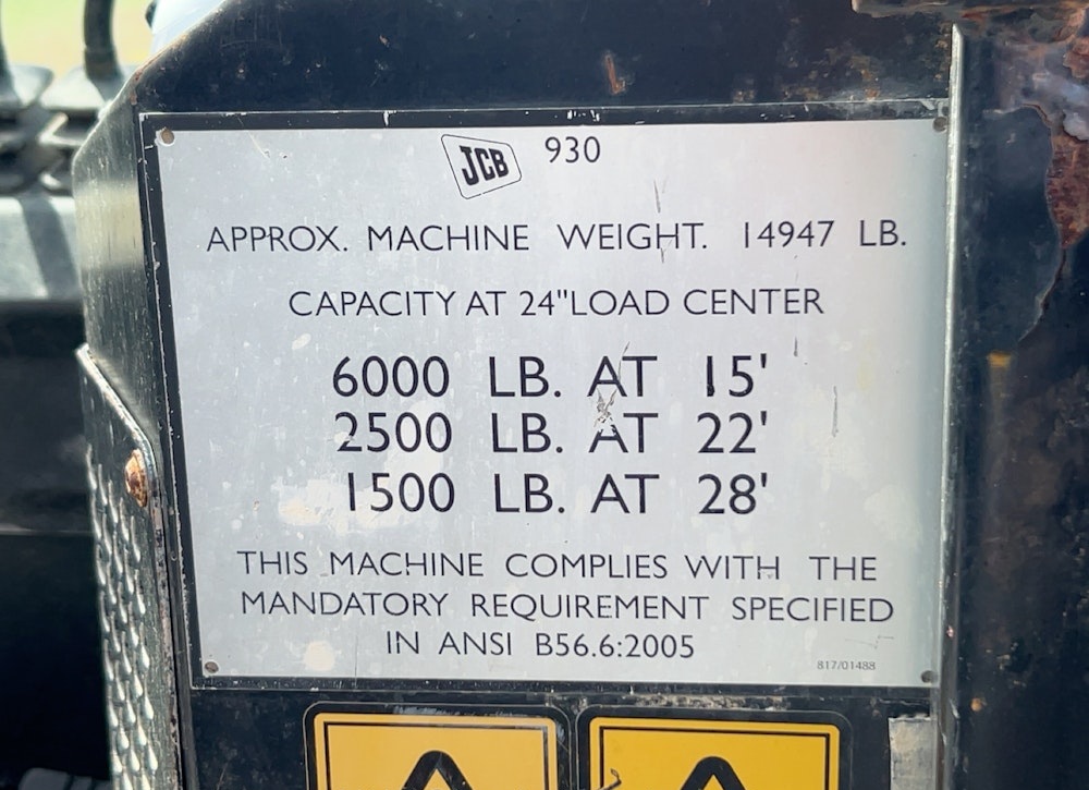 2019 JCB 930 6,000 LBS ROUGH TERRAIN FORKLIFT ENCLOSED CAB LIFT TRUCK - Inventory #51237 - Image 13